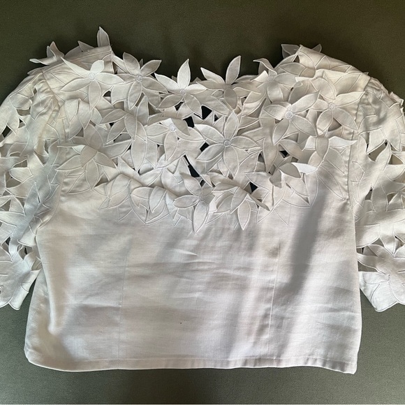 Vintage Cream Linen Crop Top Sz 12 - Picture 5 of 5